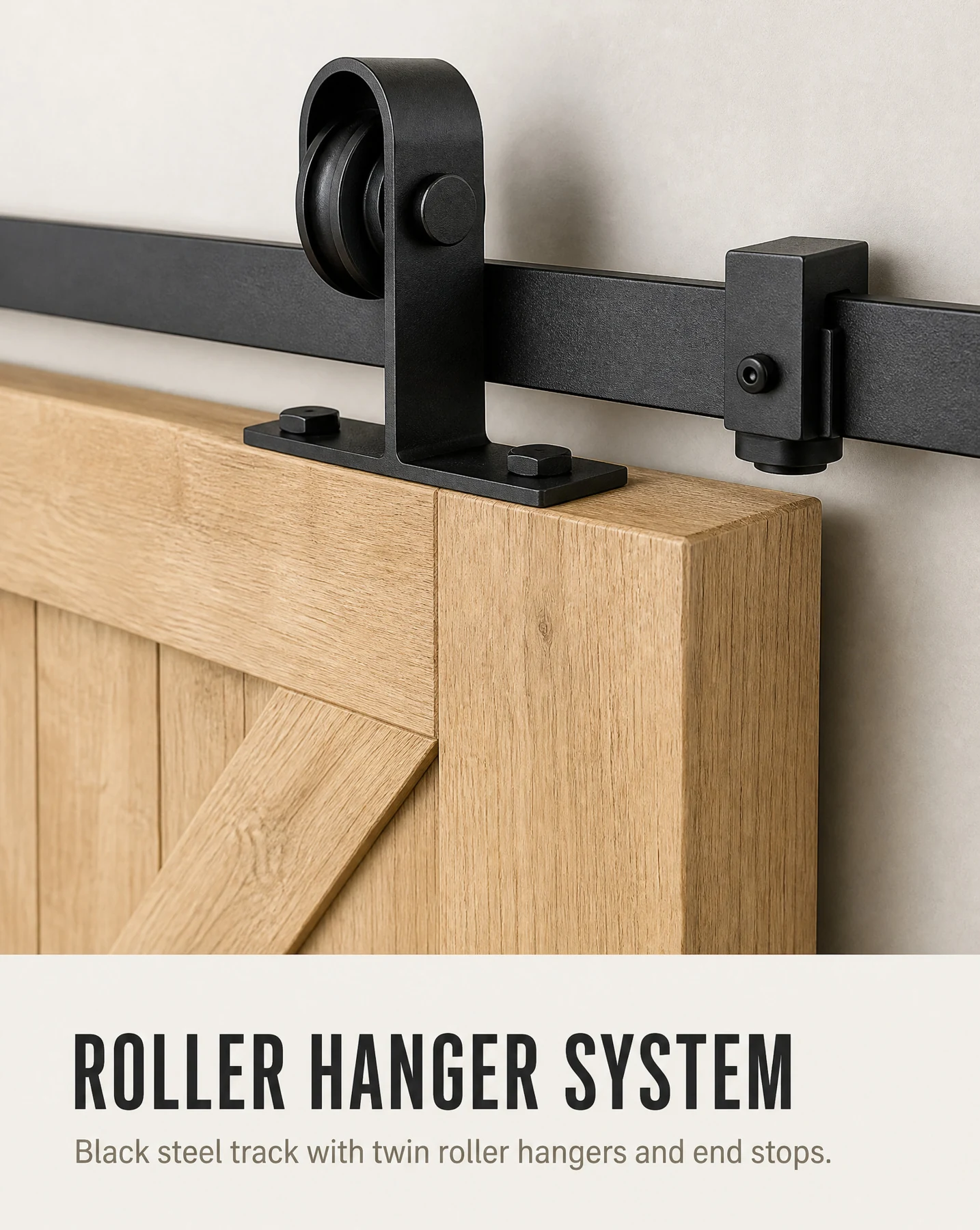 Supplied barn-door roller and hanger illustration