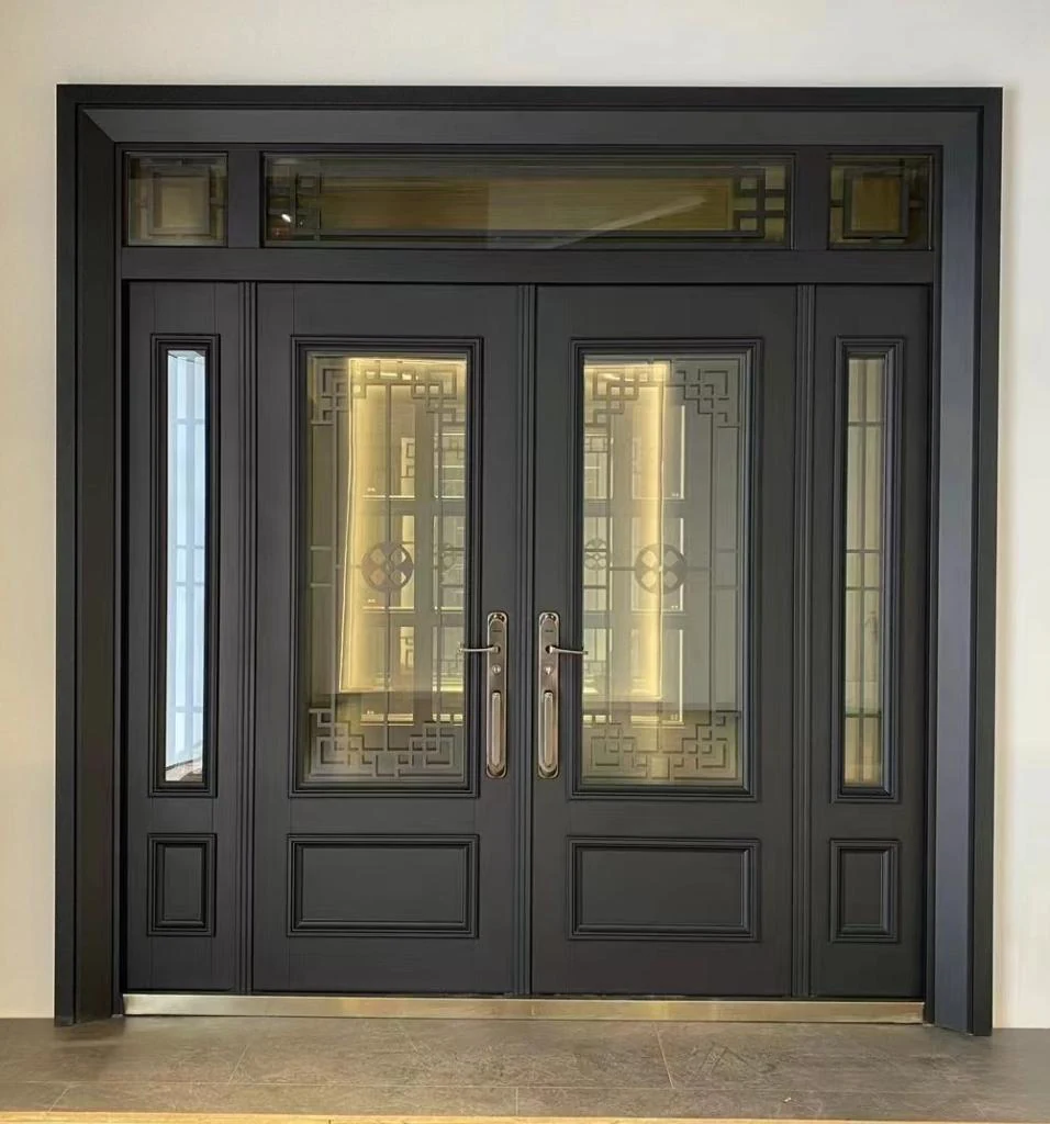 Decorative glazed entrance with transom