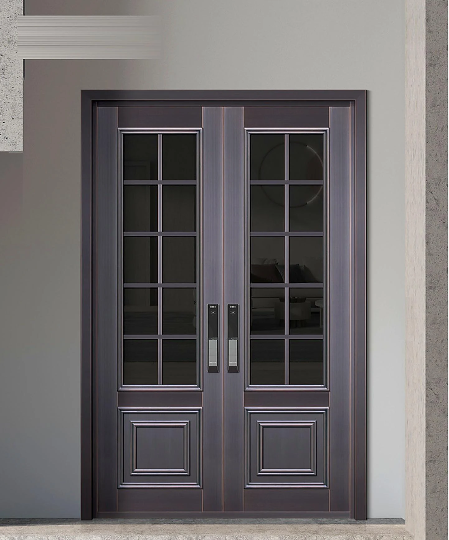 Glazed grille double entrance