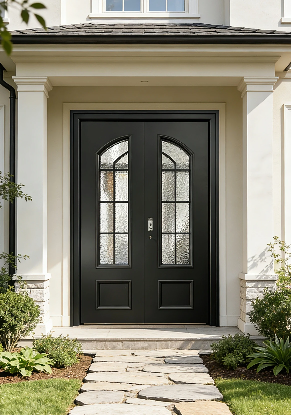 Arched glazed panel entrance