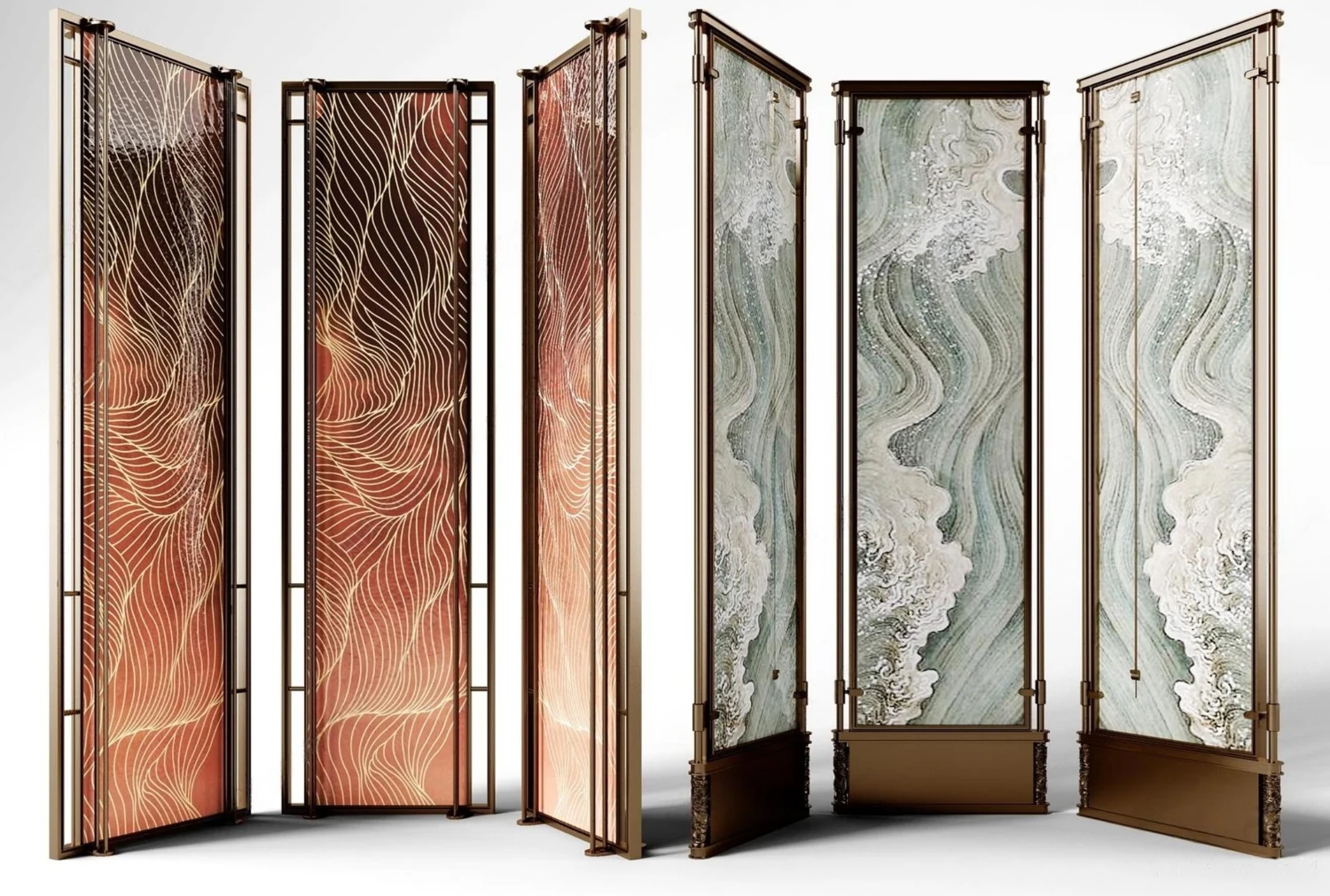 Stone-pattern folding screen