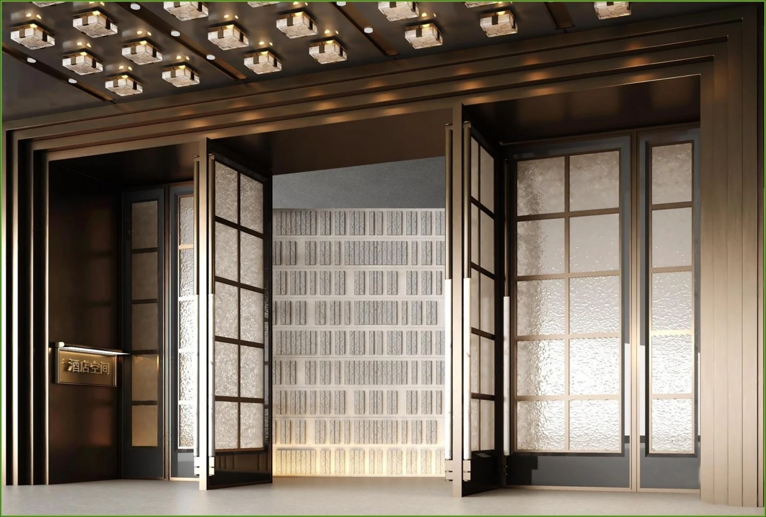 Large framed room partition