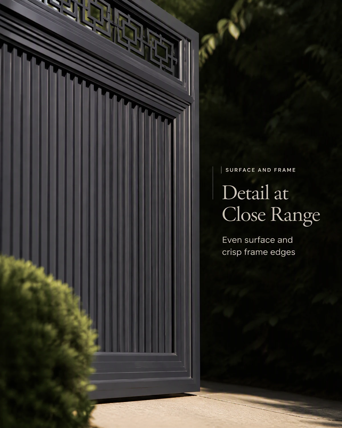 Supplied illustration of vertical gate infill and frame details