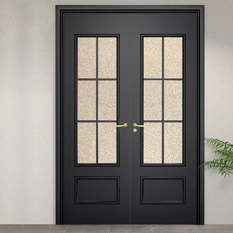 Cast aluminum glazed double entrance door