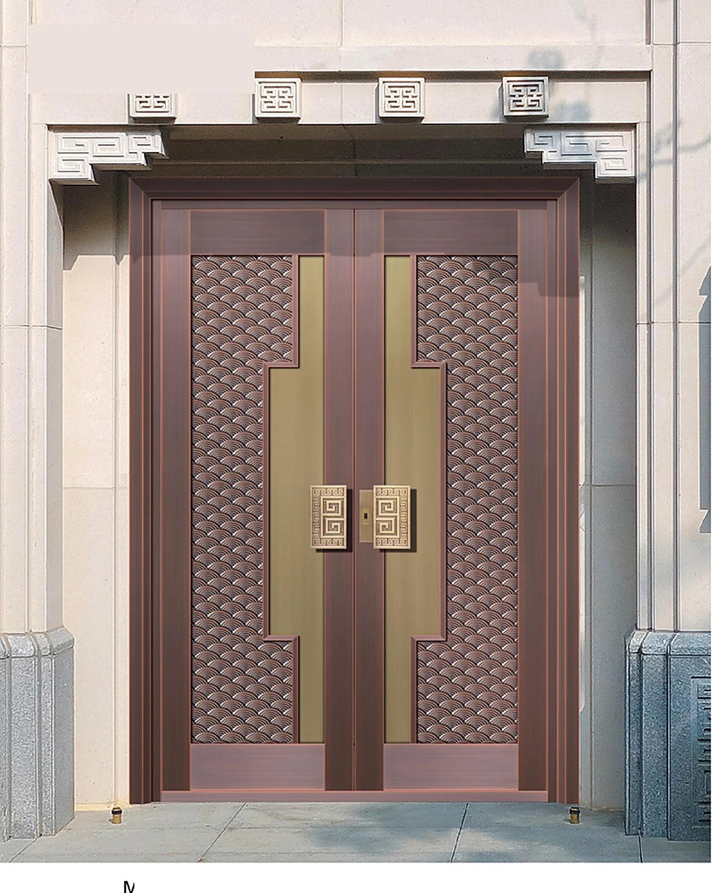 Angular gold-band copper double entrance