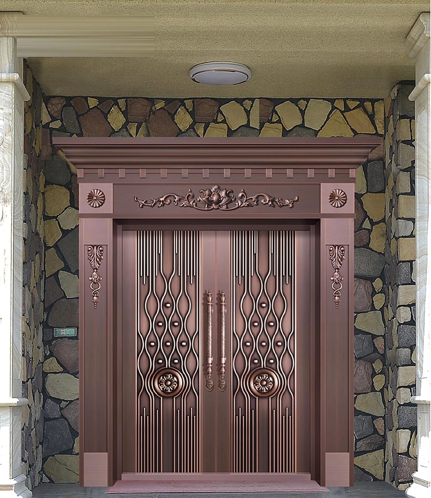 Diamond-grille copper entrance