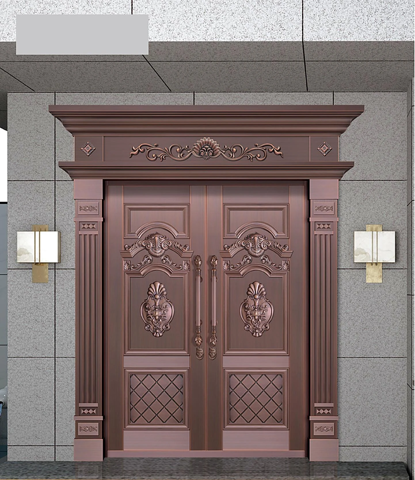 Crest-and-diamond copper entrance