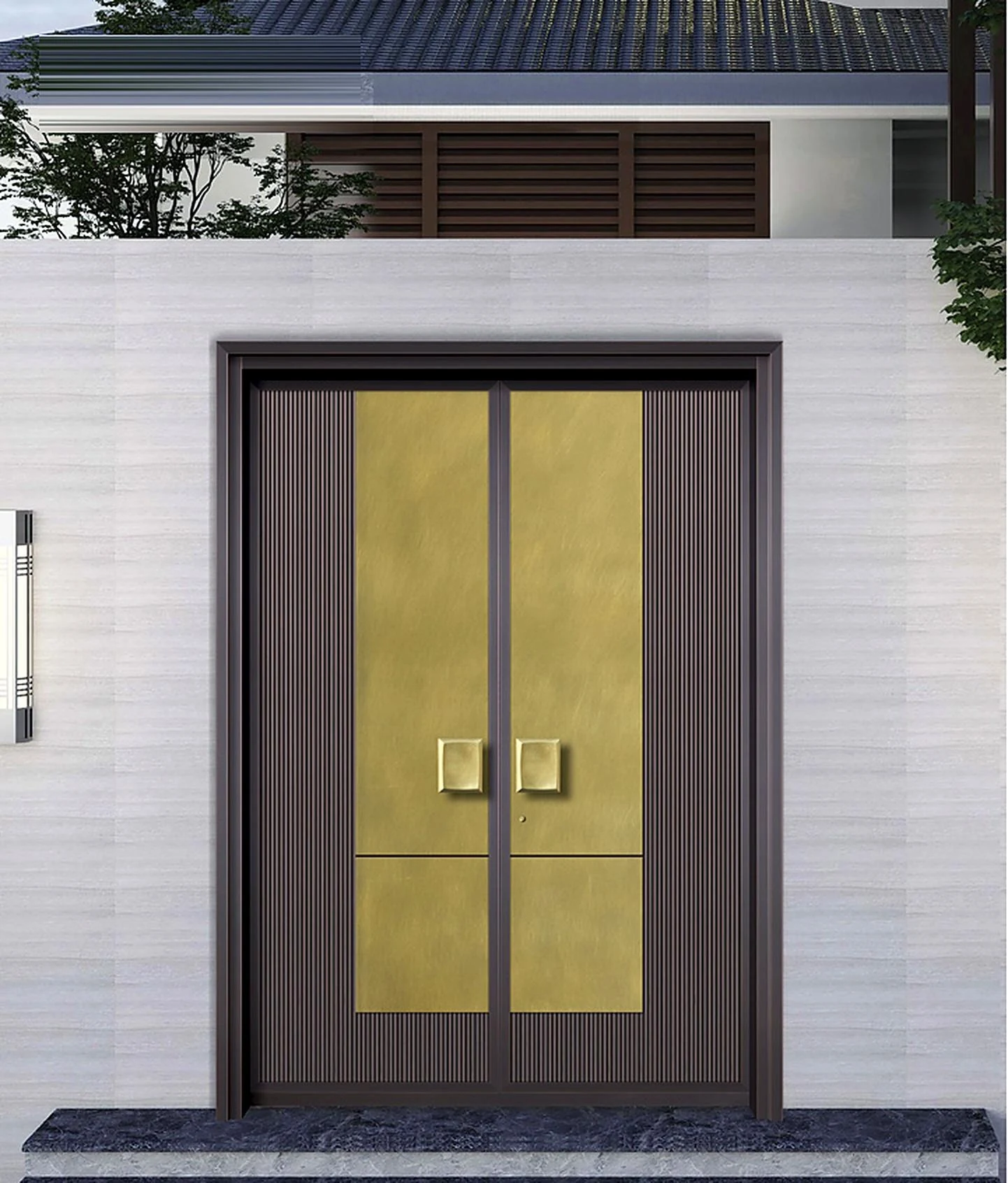 Two-tone geometric entrance