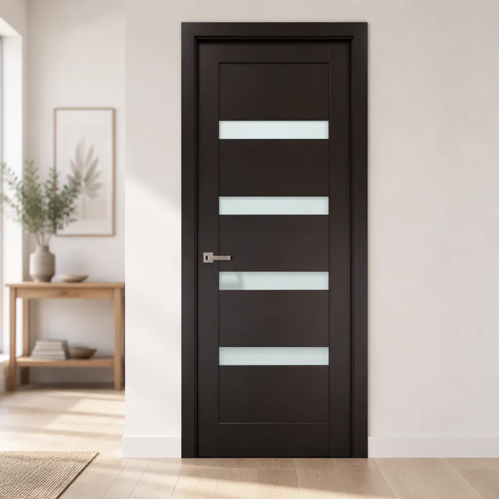 Dark interior door with horizontal inserts