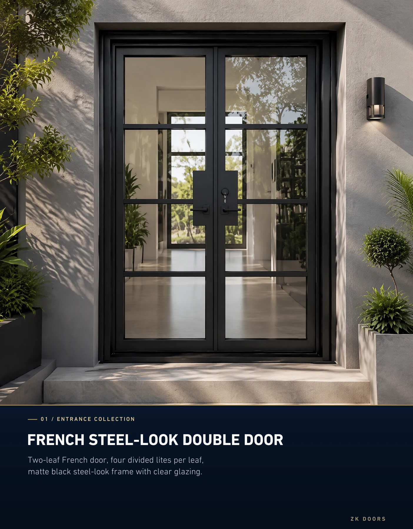 French-style divided-light double glass door