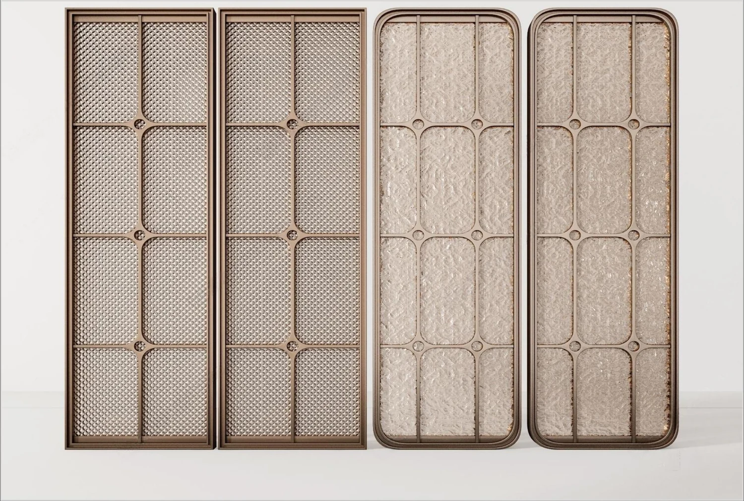 Rounded mesh-panel room divider