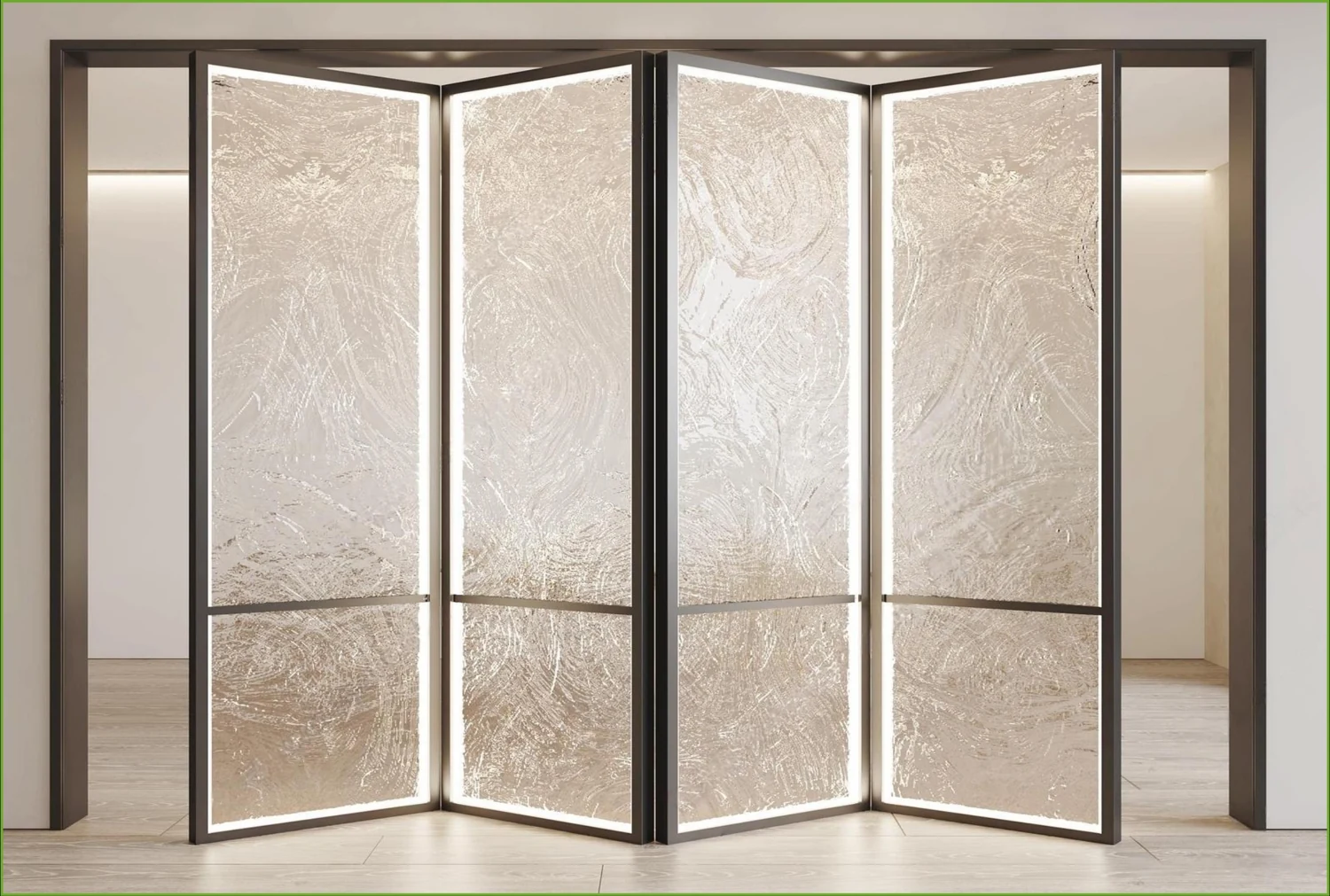 Pale stone-pattern folding partition