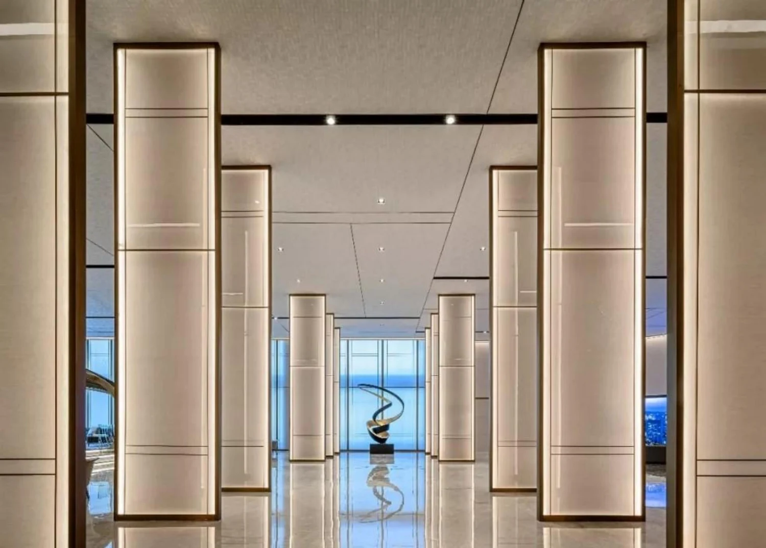 Tall rounded-frame lobby dividers