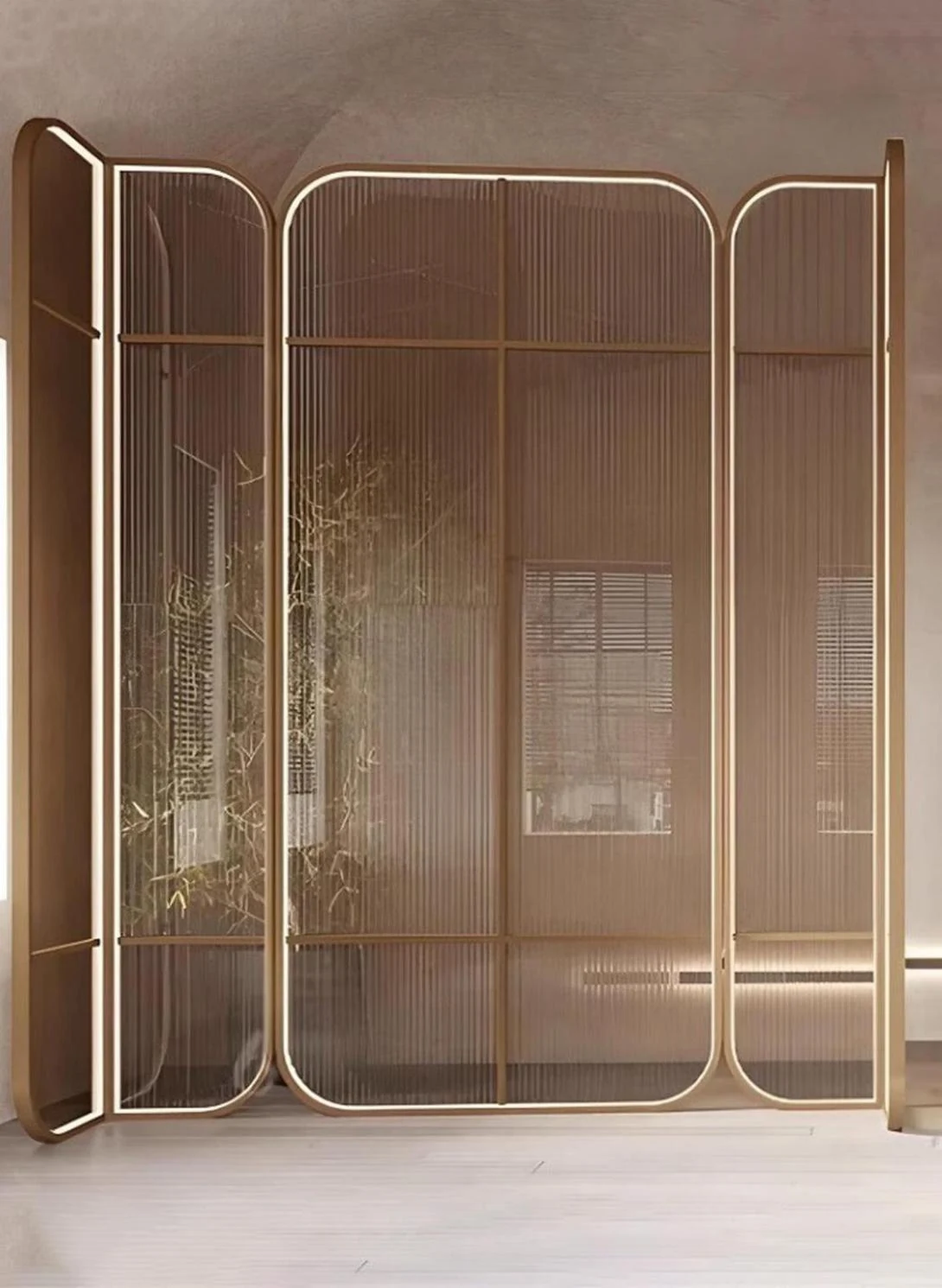Curved-top bronze-tone screen