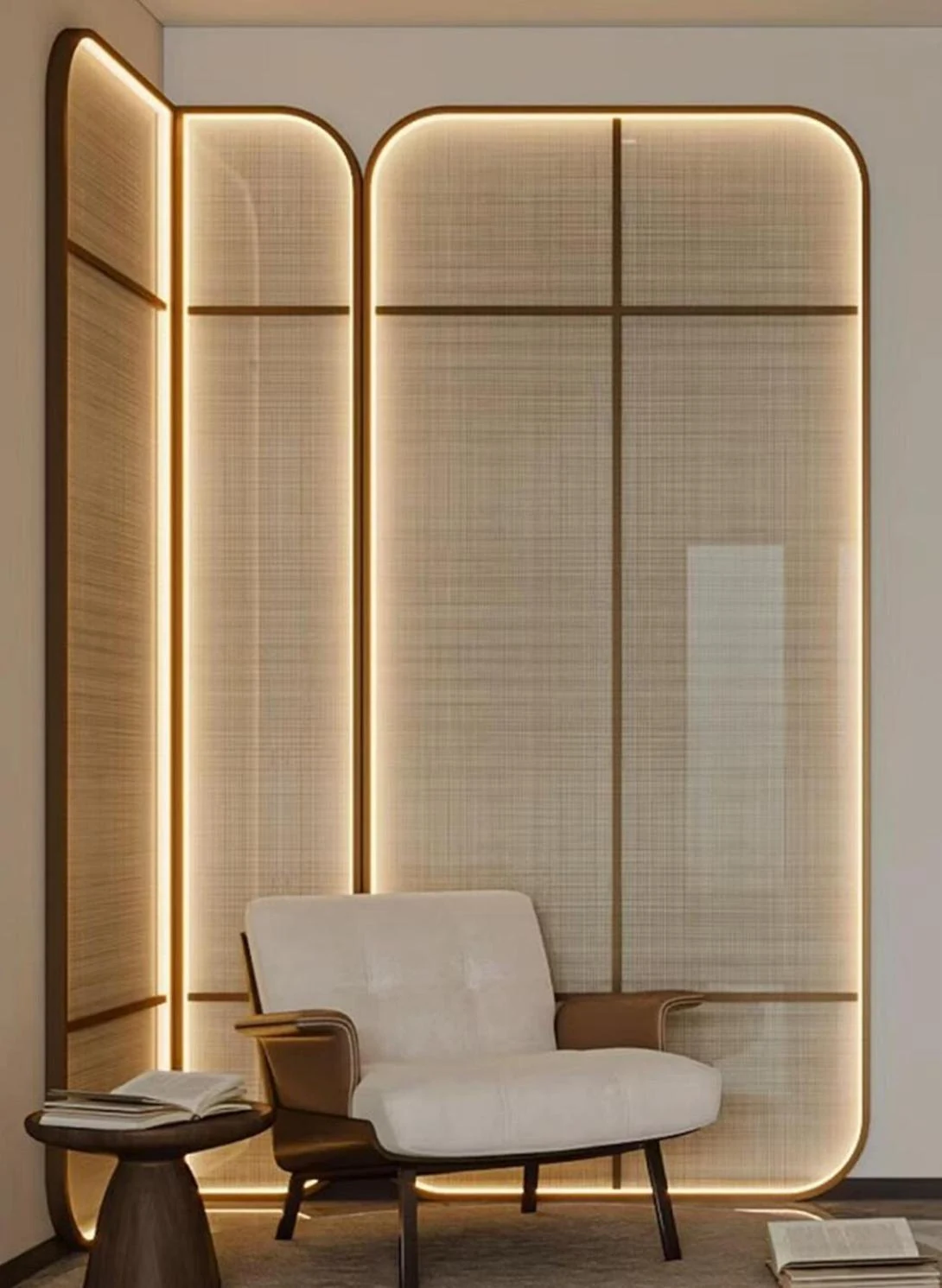 Twin arched-panel feature screen