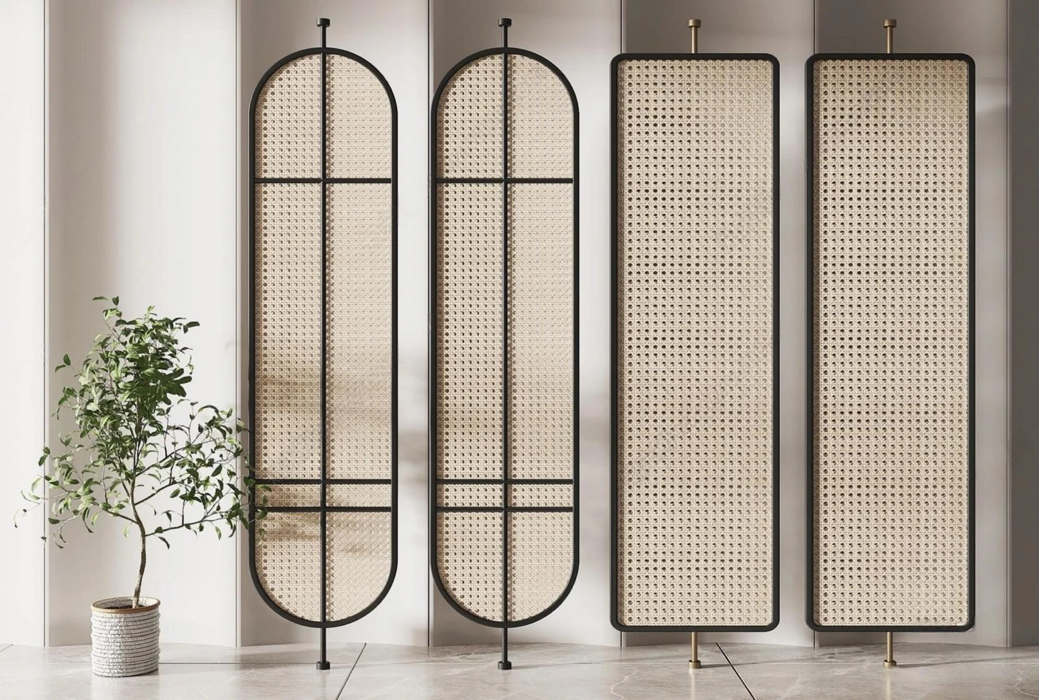 Slim capsule-frame room dividers
