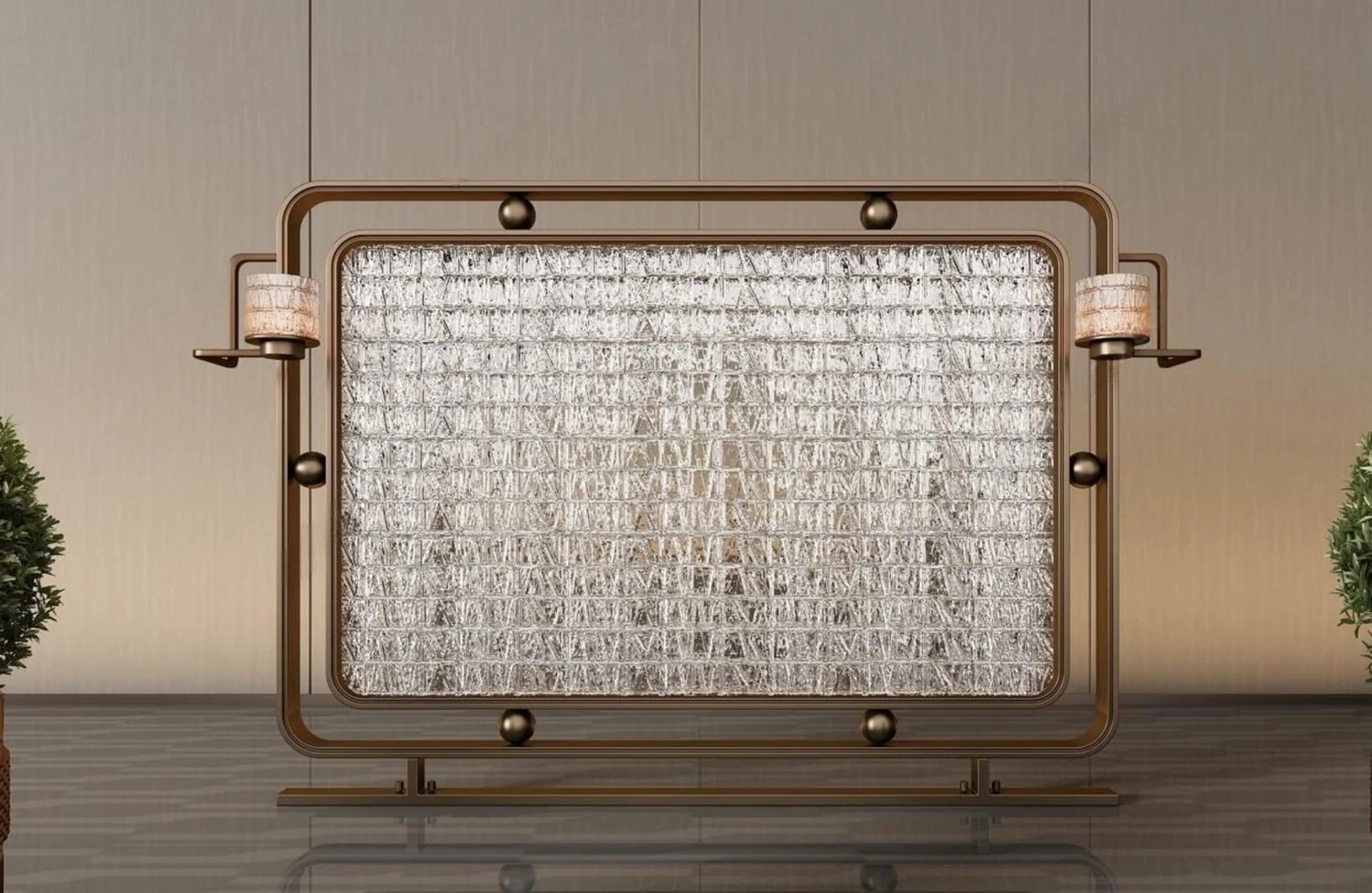 Low framed textured privacy divider